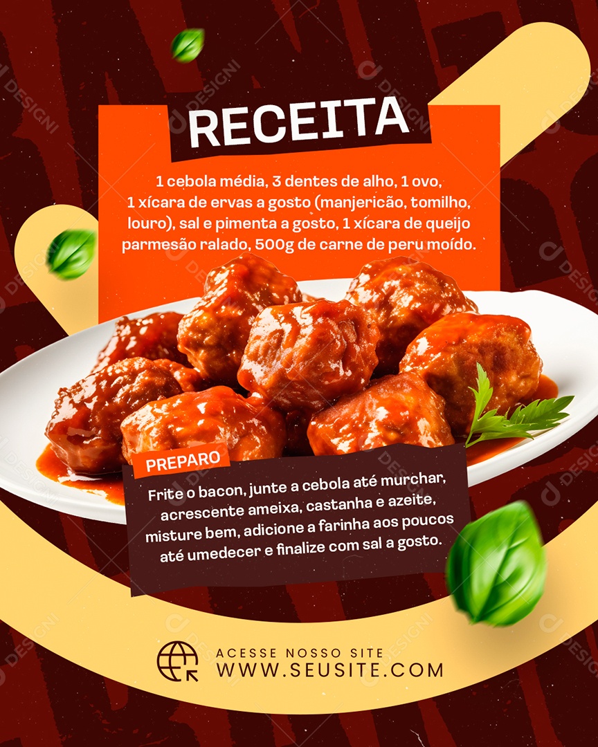 Receita de Culinária Social Media PSD Editável