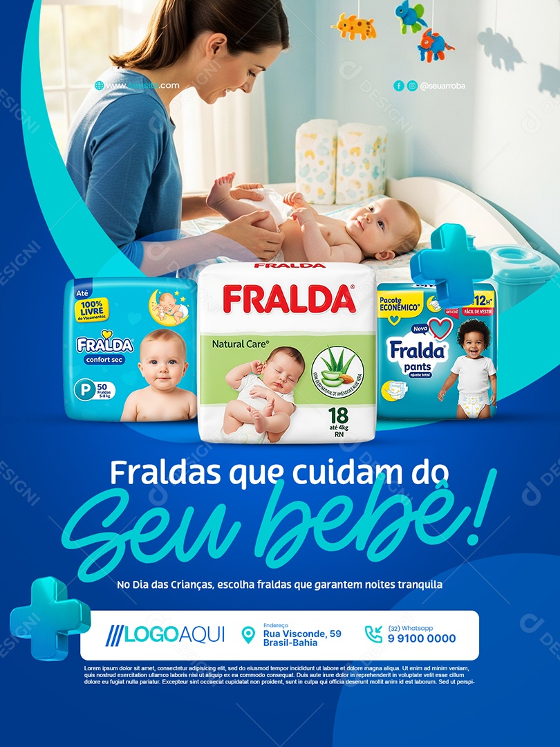 Farmácia Fraldas Que Cuidam do Seu Bebê Social Media PSD Editável