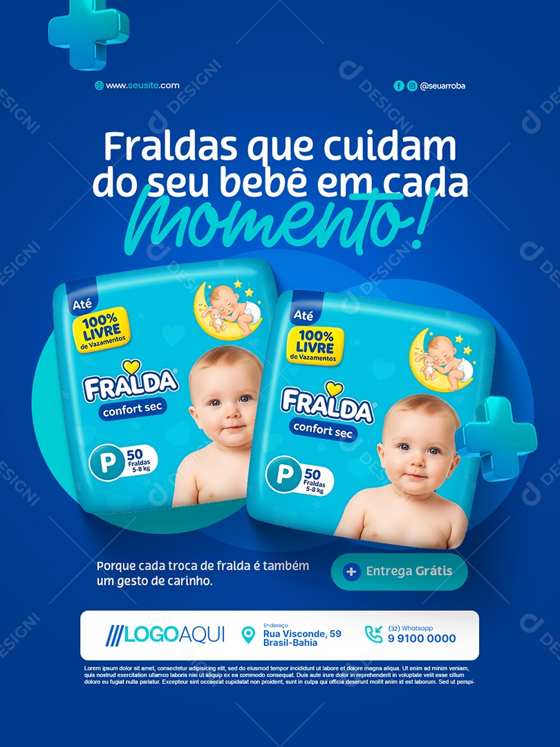 Farmácia Fraldas Que Cuidam do Seu Bebê Social Media PSD Editável