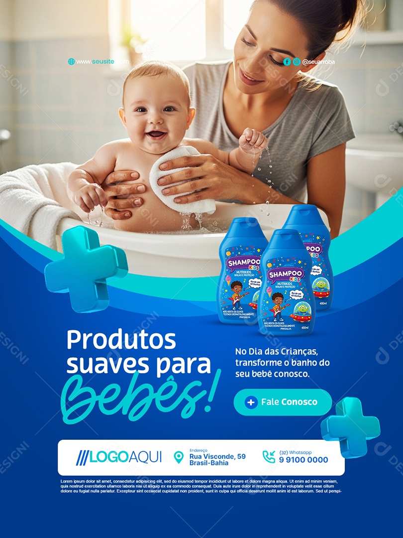 Farmácia Produtos Suaves para Bebês Social Media PSD Editável