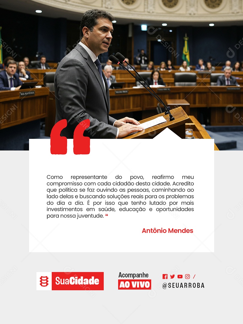 Prefeitura Sessão Acompanhe Ao Vivo Social Media PSD Editável