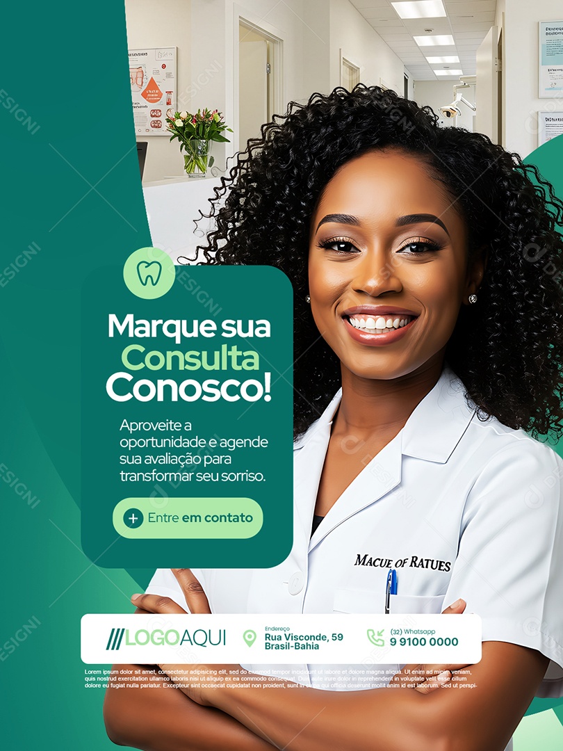 Dentista Marque sua Consulta Conosco Social Media PSD Editável