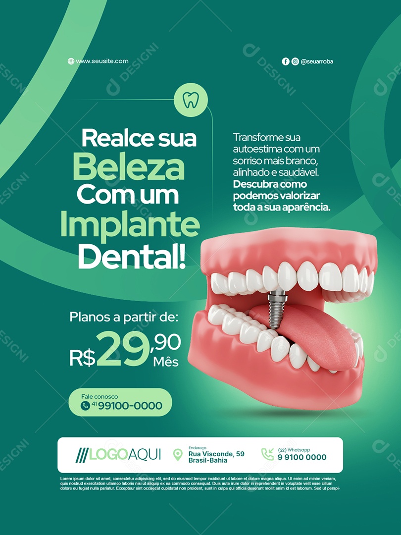 Dentista Realce Sua Beleza Com um Implante Dental Social Media PSD Editável