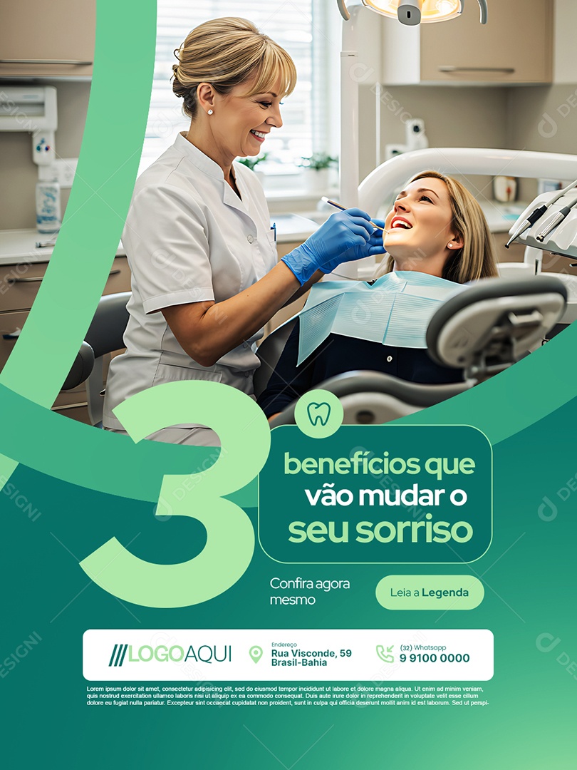 Dentista Três Benefícios Que Vão Mudar o Seu Sorriso Social Media PSD Editável