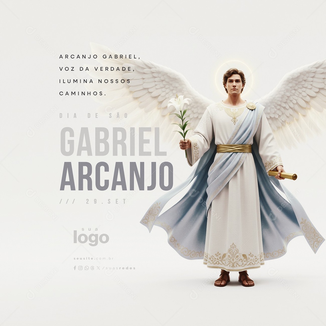 Dia de São Gabriel Arcanjo 29 de Setembro Voz da Verdade Social Media PSD Editável