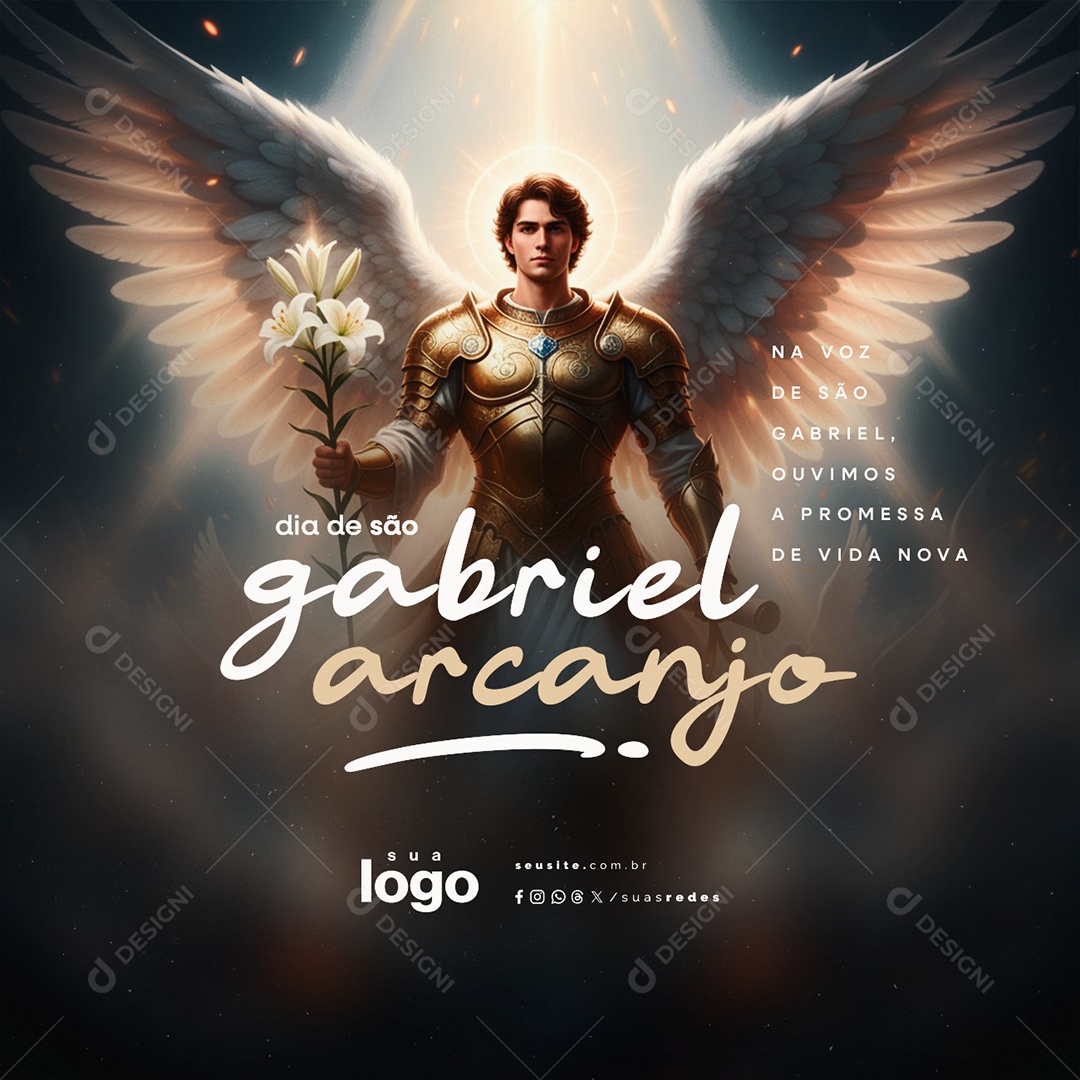 Dia de São Gabriel Arcanjo 29 de Setembro Ouvimos a Promessa de Vida Nova Social Media PSD Editável