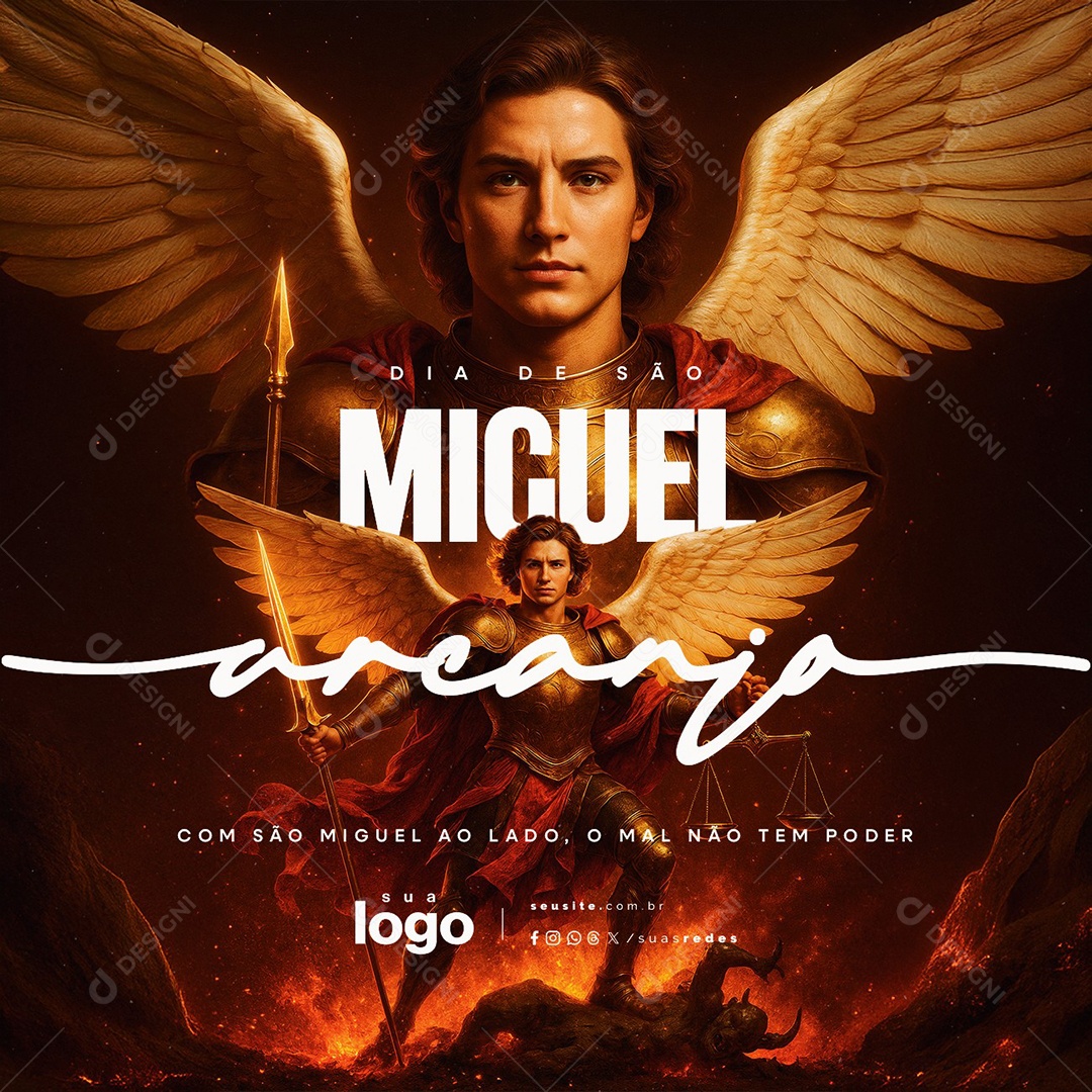 Dia de São Miguel Arcanjo 29 de Setembro Social Media PSD Editável