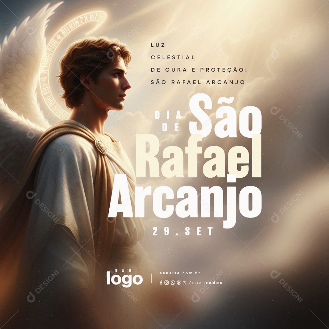 Dia de São Rafael Arcanjo 29 de Setembro Social Media PSD Editável