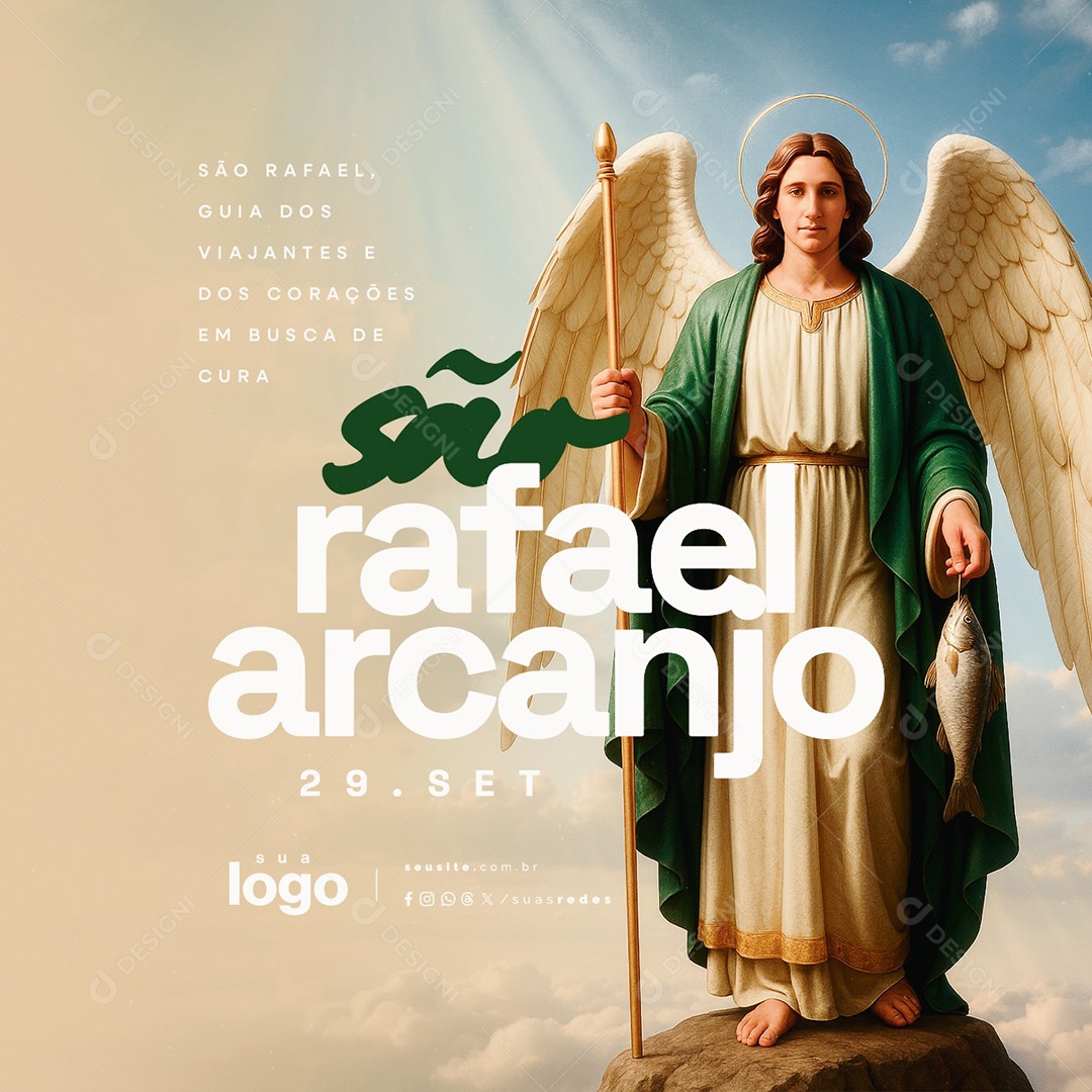 Dia de São Rafael Arcanjo 29 de Setembro Social Media PSD Editável