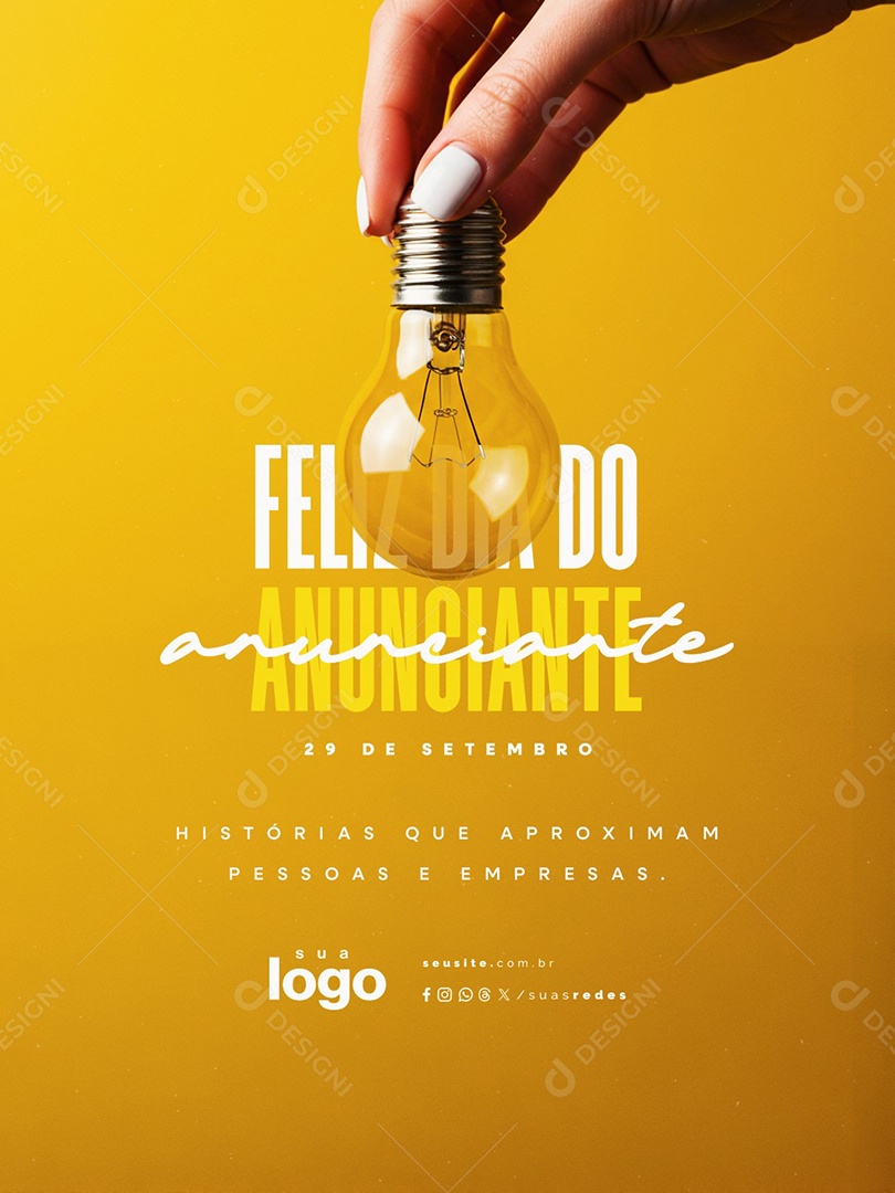 Feliz Dia do Anunciante 29 de Setembro Histórias Que Aproximam Pessoas Social Media PSD Editável