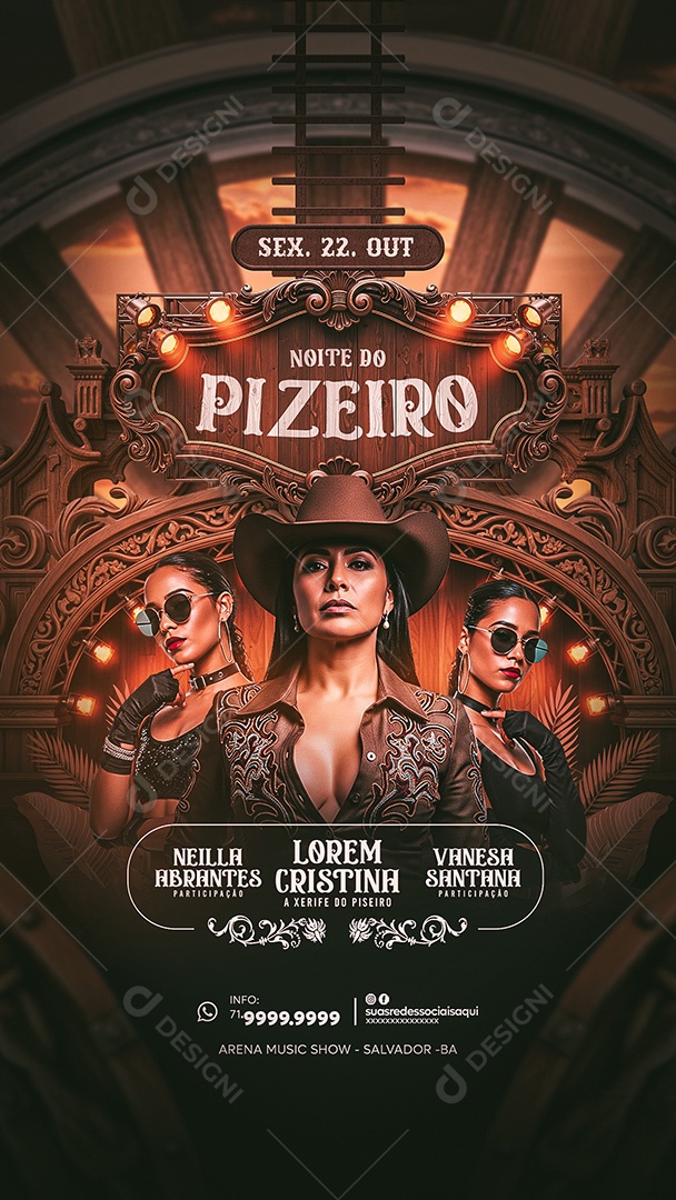 Flyer Noite Do Piseiro Social Media Story PSD Editável