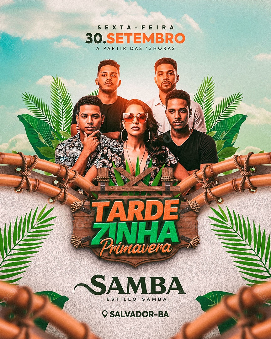 Flyer Tardezinha Primavera Social Media Feed PSD Editável