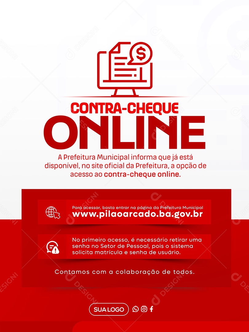 Contra Cheque Online Prefeitura Social Media PSD Editável