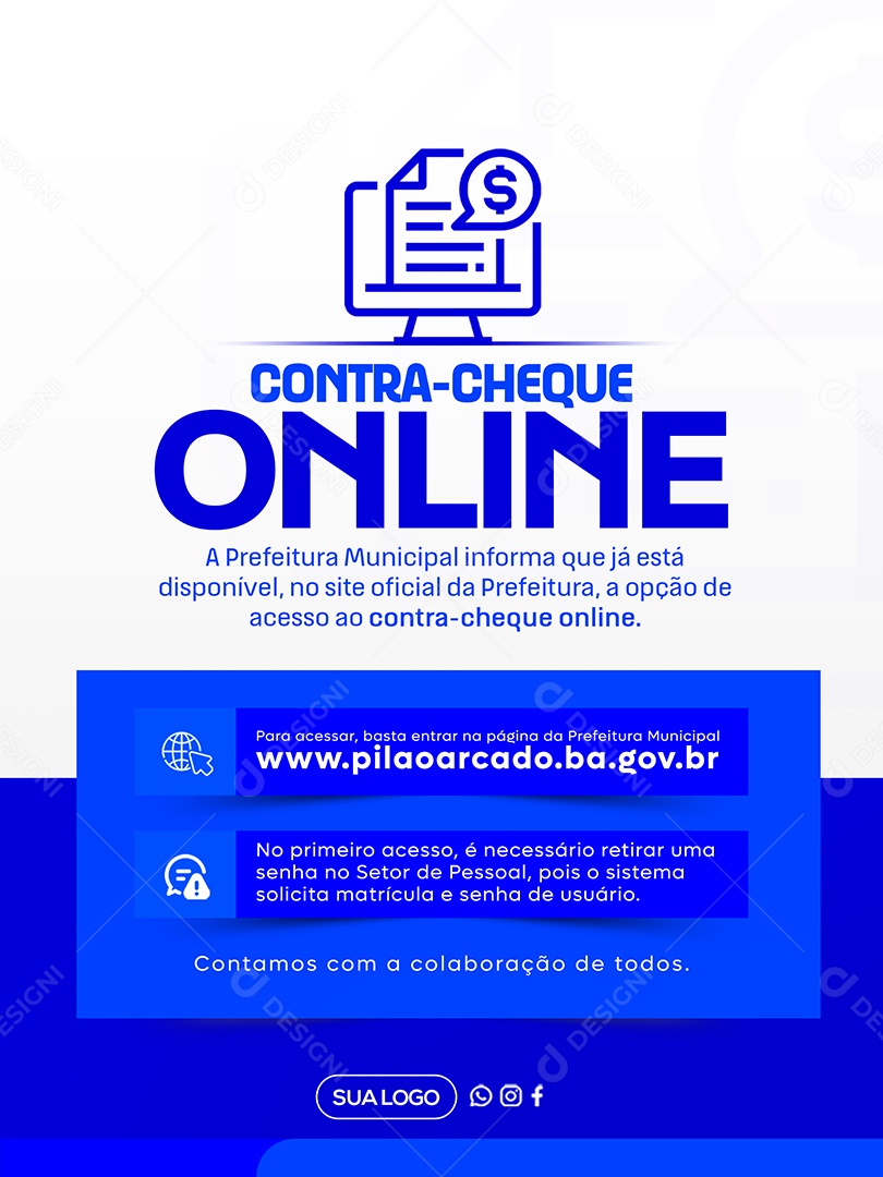 Contra Cheque Online Prefeitura Social Media PSD Editável