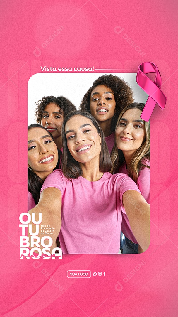 Story Outubro Rosa Mês de Prevenção Social Media PSD Editável