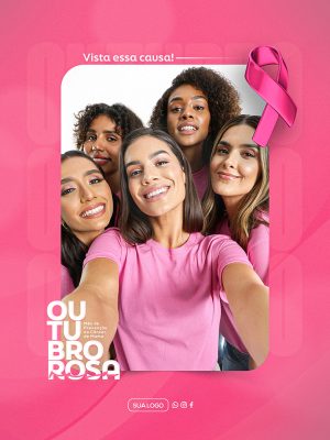 Outubro Rosa Mês de Prevenção Social Media PSD Editável