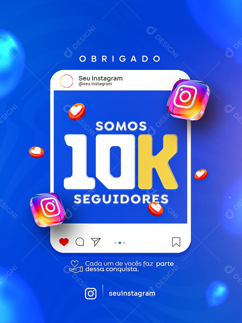 Somos 10K de Seguidores no Instagram Social Media PSD Editável