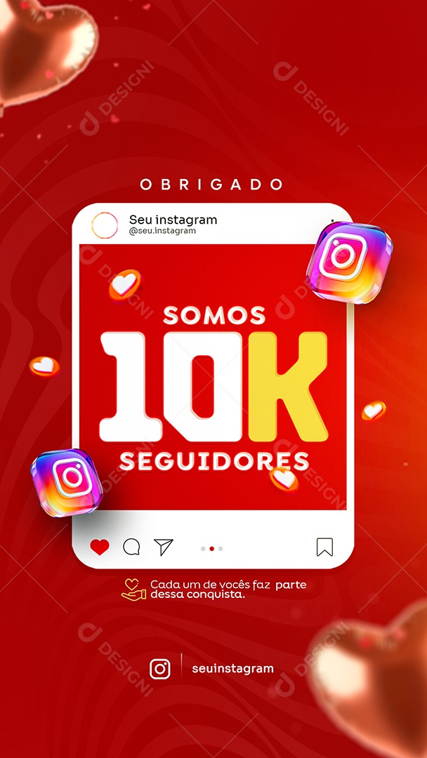 Story Somos 10K de Seguidores no Instagram Social Media PSD Editável