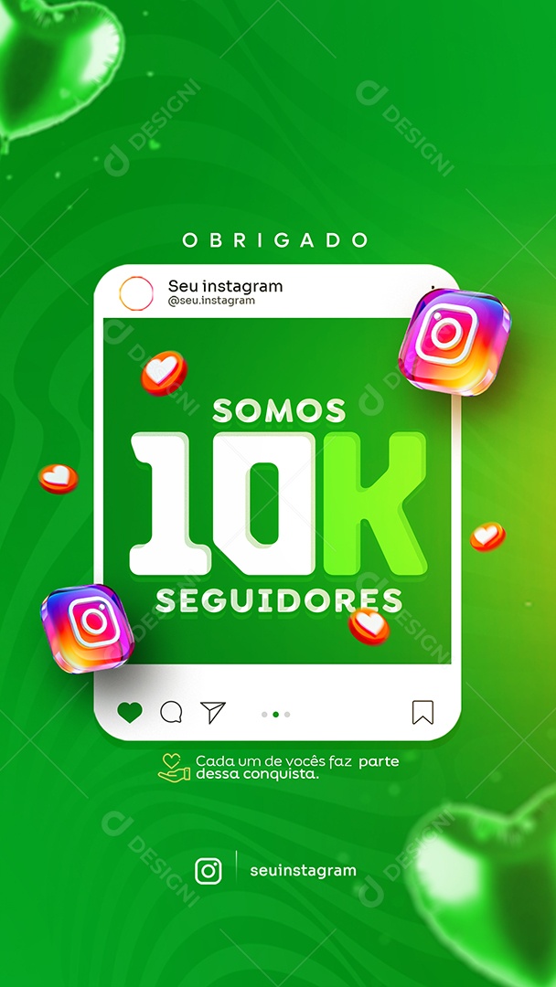 Story Somos 10K de Seguidores no Instagram Social Media PSD Editável