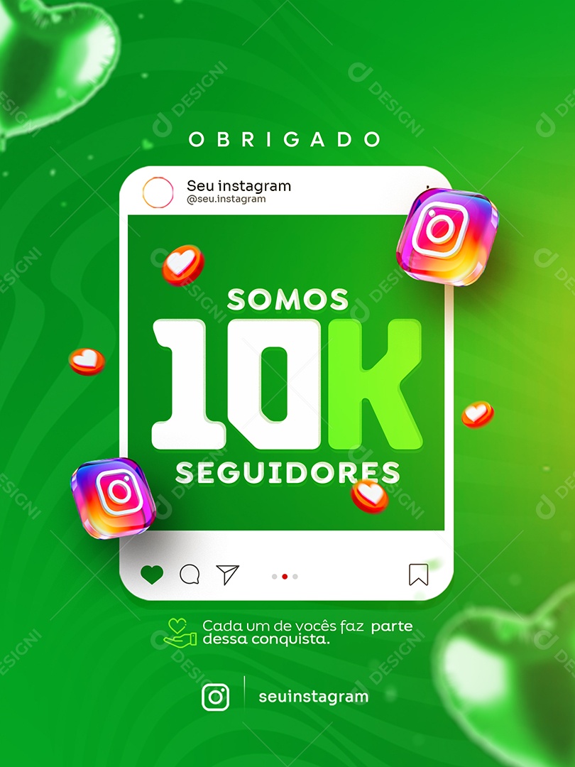 Somos 10K de Seguidores no Instagram Social Media PSD Editável