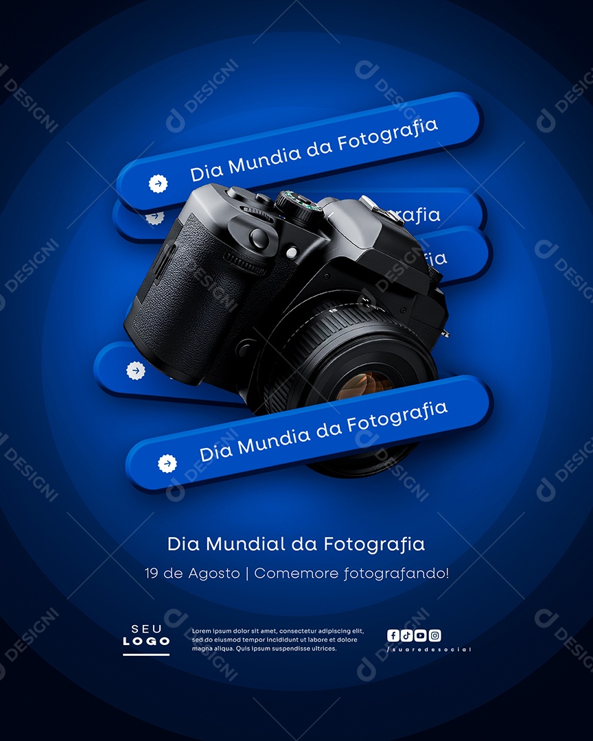 Dia Mundial da Fotografia 19 de agosto Social Media PSD Editável