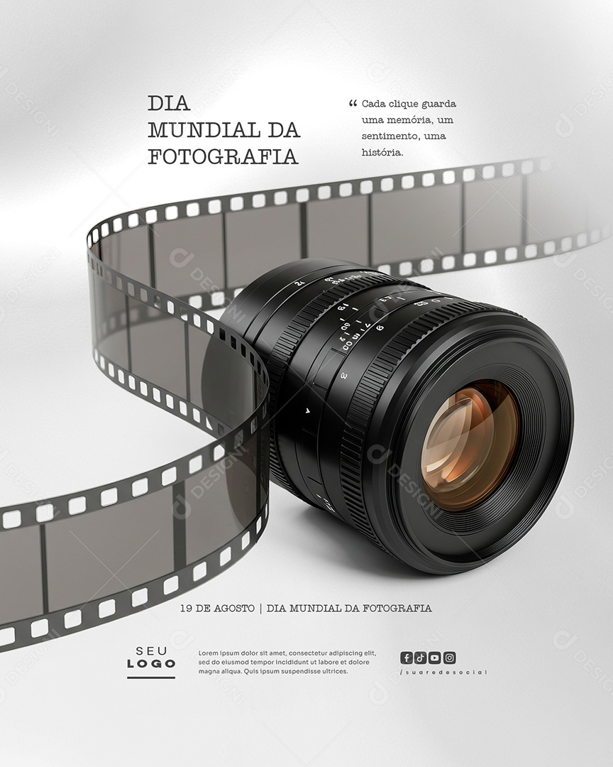 Dia Mundial da Fotografia 19 de agosto Social Media PSD Editável
