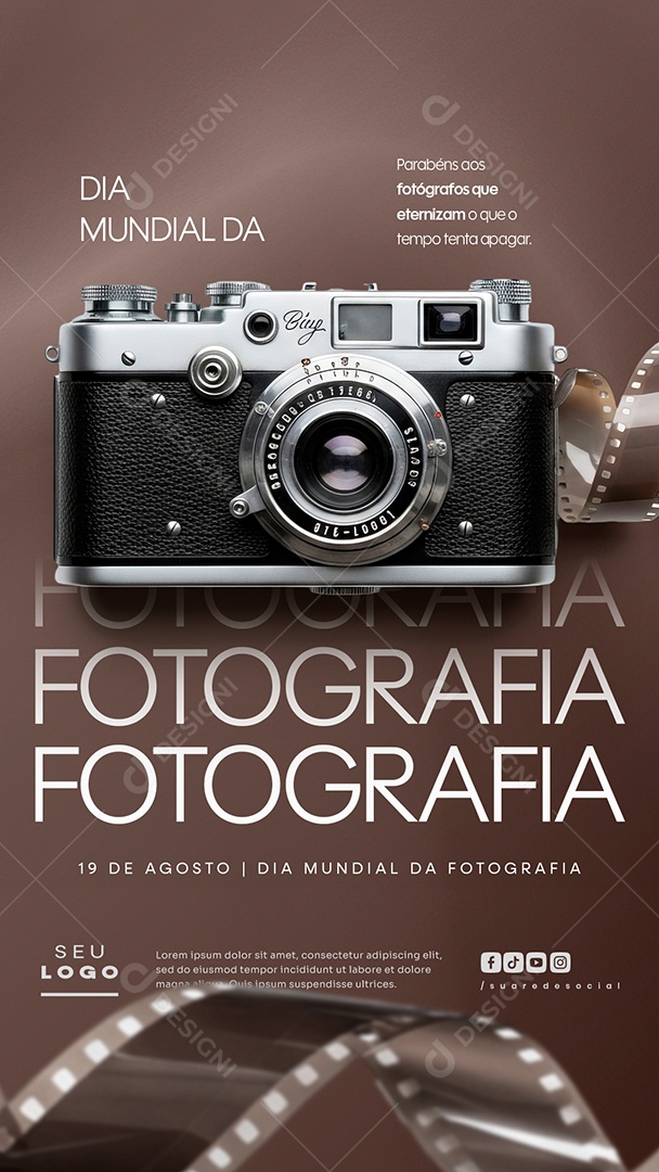 Story Dia Mundial da Fotografia 19 de agosto Social Media PSD Editável