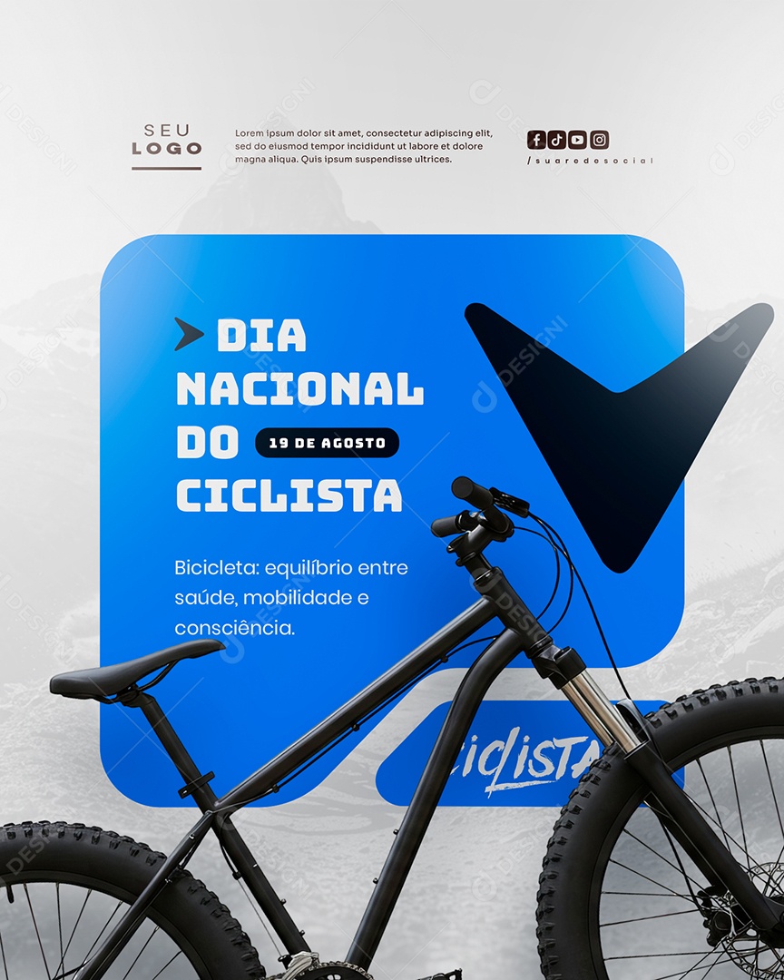 Dia do Ciclista 19 de Agosto Social Media PSD Editável