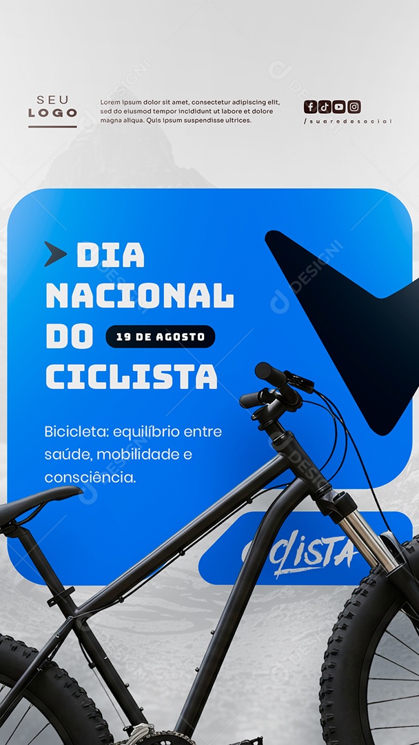 Story Dia do Ciclista 19 de Agosto Social Media PSD Editável