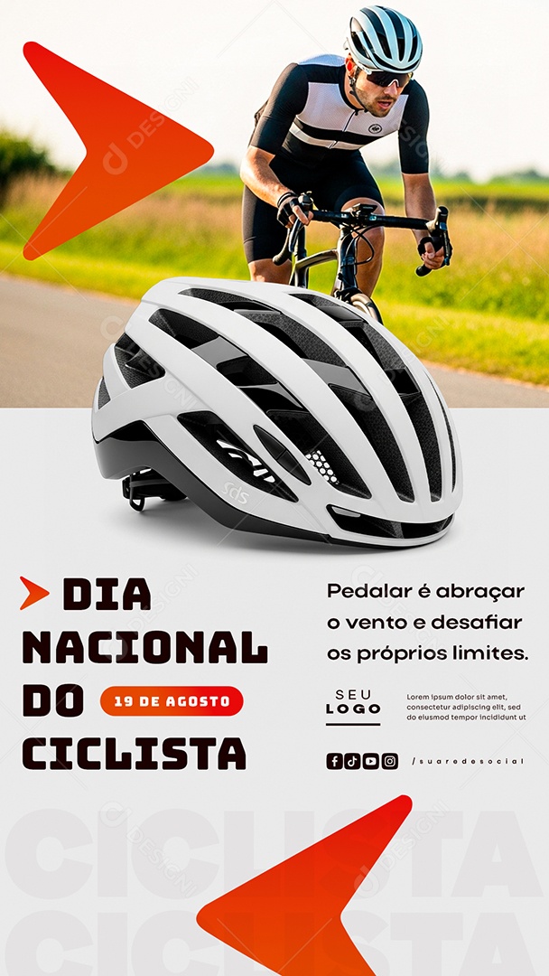 Story Dia do Ciclista 19 de Agosto Pedalar é Abraçar Social Media PSD Editável