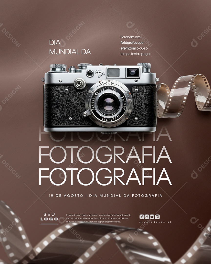 Dia Mundial da Fotografia 19 de agosto Social Media PSD Editável