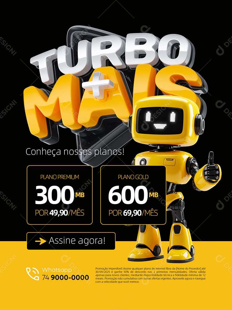 Turbo Mais Internet Encarte Conheça Nossos Planos Social Media PSD Editável
