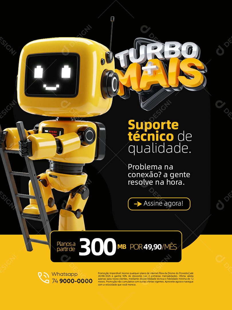 Turbo Mais Internet Suporte Técnico de Qualidade Social Media PSD Editável