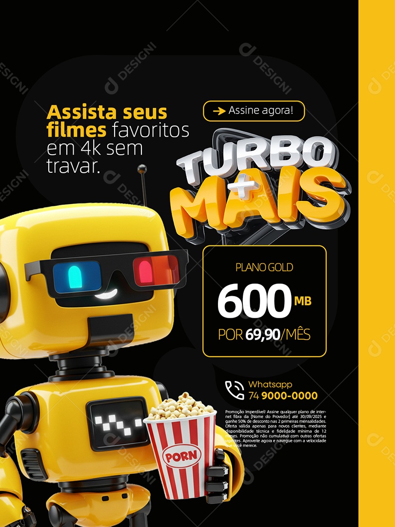 Turbo Mais Internet Assista Seus Filmes Social Media PSD Editável