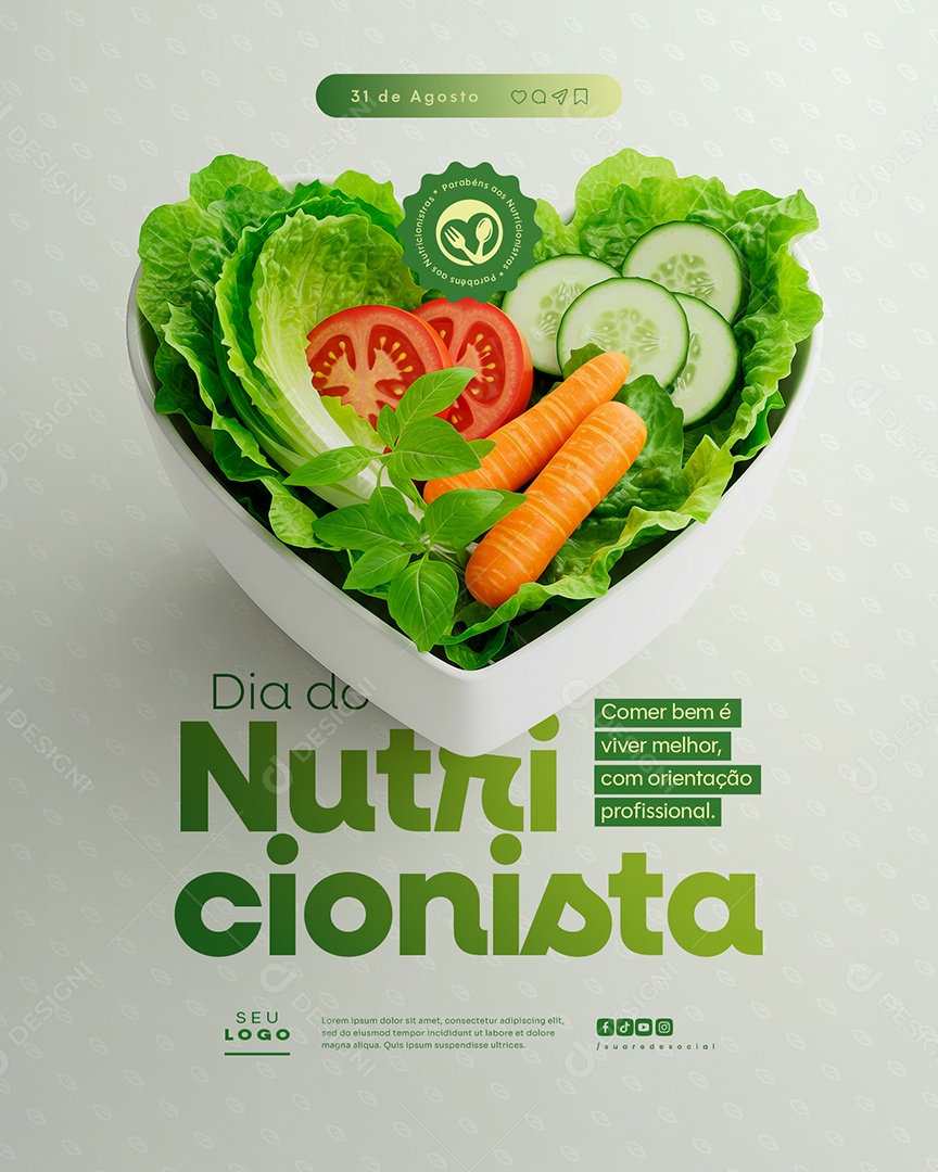 Dia do Nutricionista 31 De Agosto Social Media PSD Editável