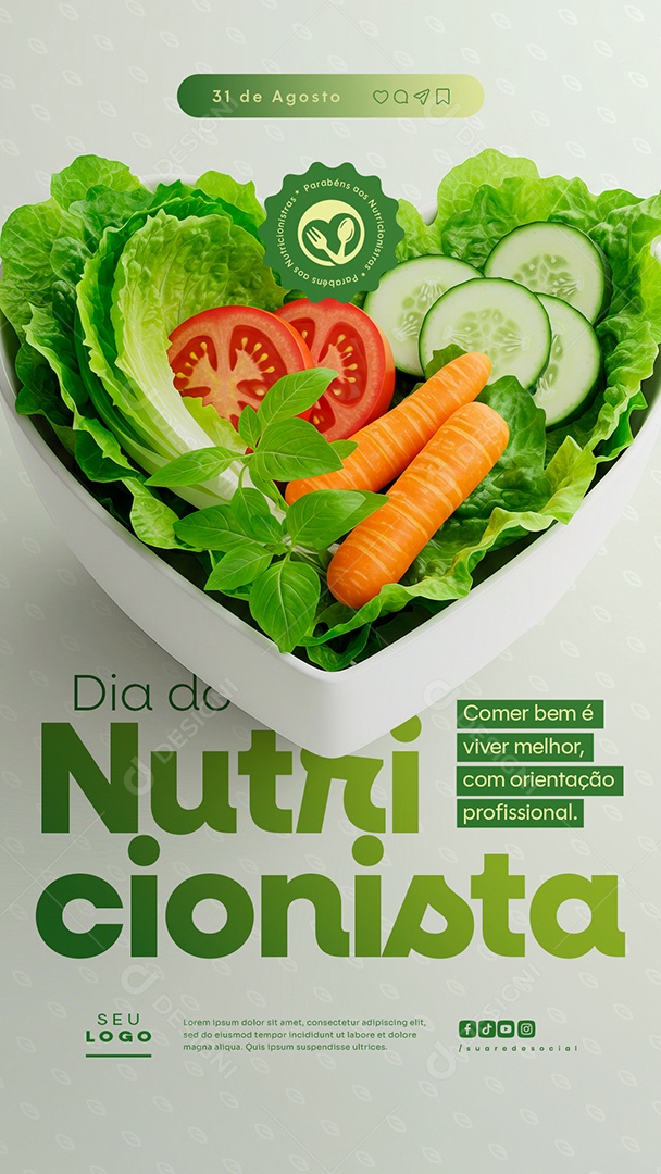 Story Dia do Nutricionista 31 De Agosto Comer Bem Social Media PSD Editável