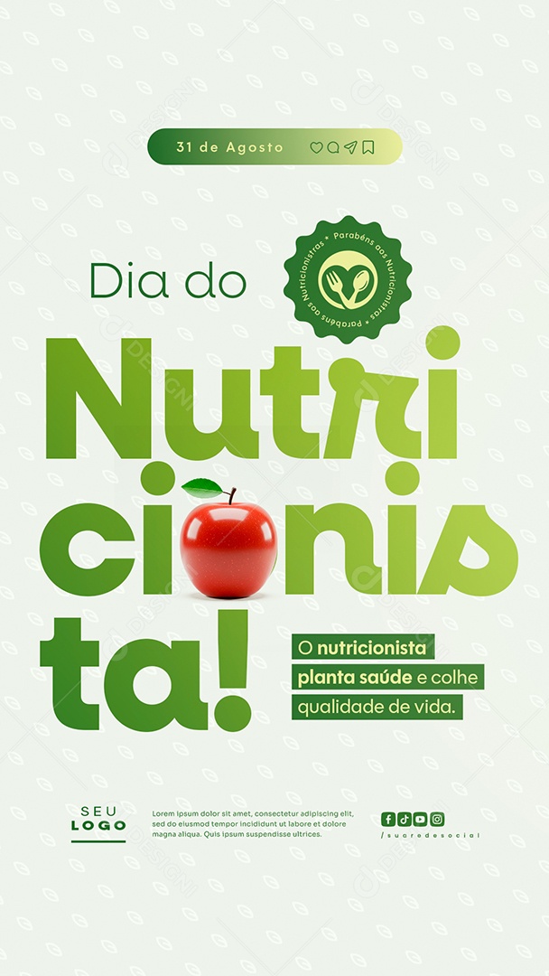 Story Dia do Nutricionista 31 De Agosto Social Media PSD Editável