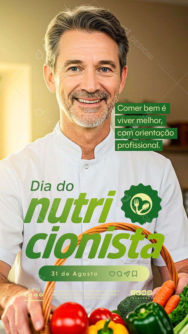 Story Dia do Nutricionista 31 De Agosto Comer Bem é Viver Melhor Social Media PSD Editável