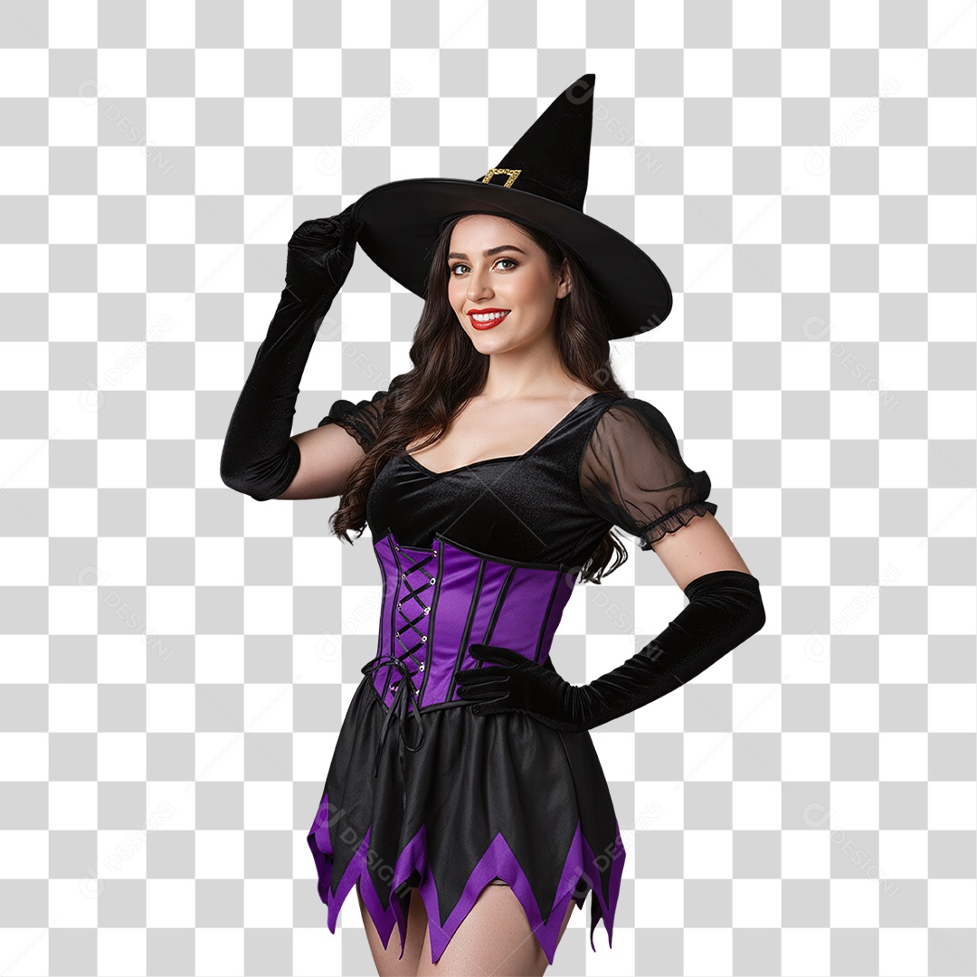 Mulher com Fantasia de Halloween PNG Transparente