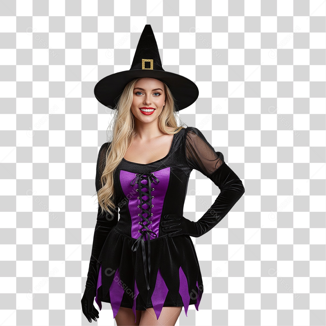 Mulher com Fantasia de Halloween PNG Transparente