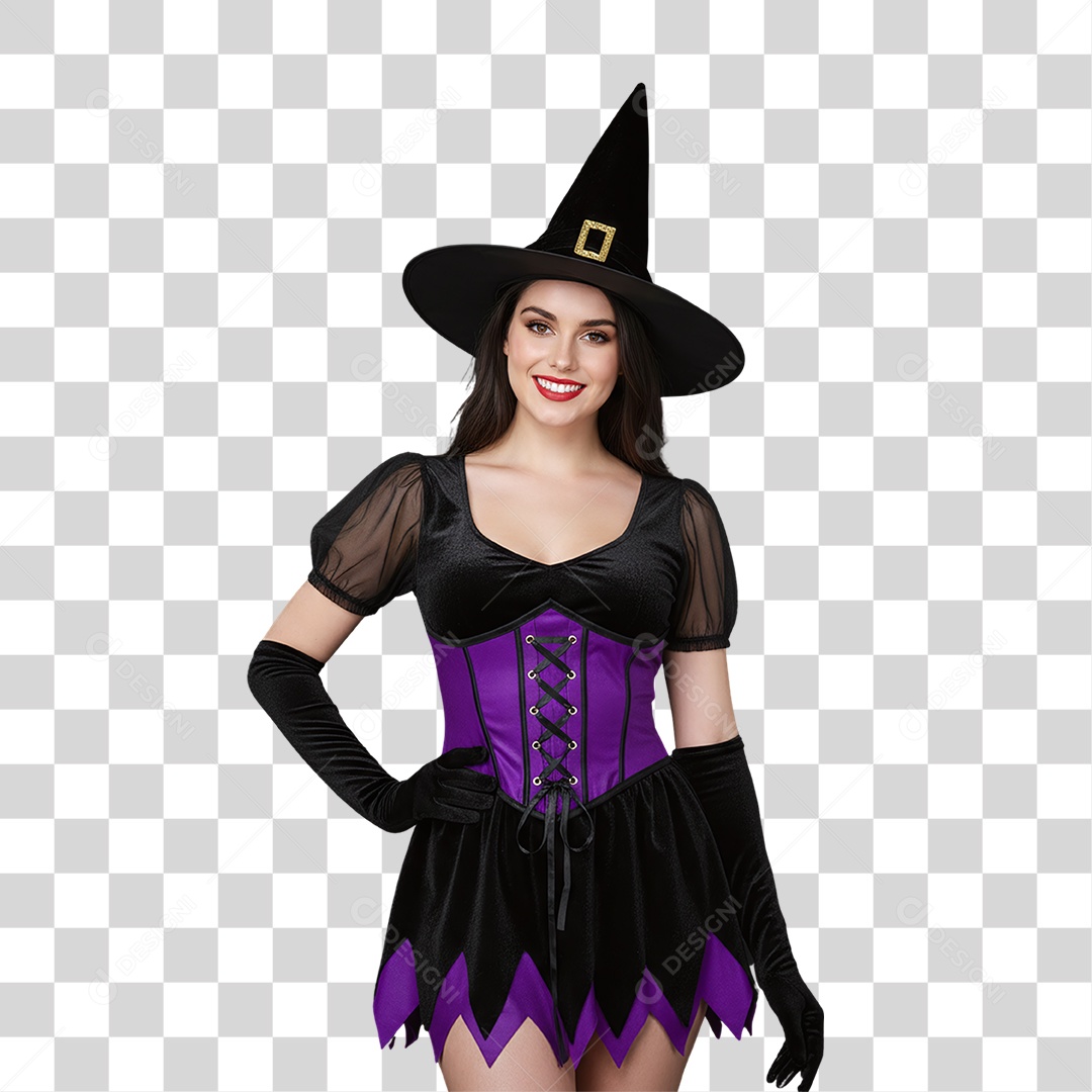 Mulher com Fantasia de Halloween PNG Transparente