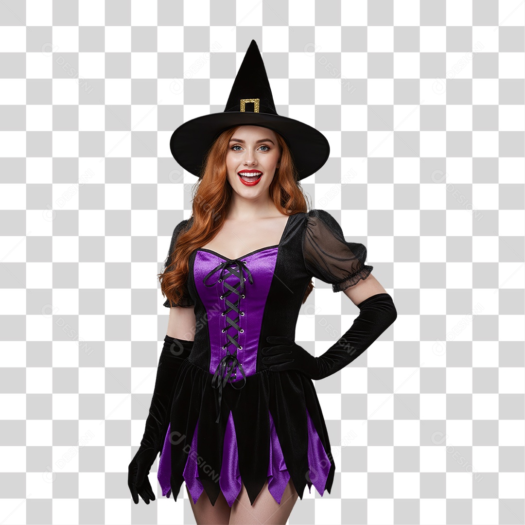 Mulher com Fantasia de Halloween PNG Transparente