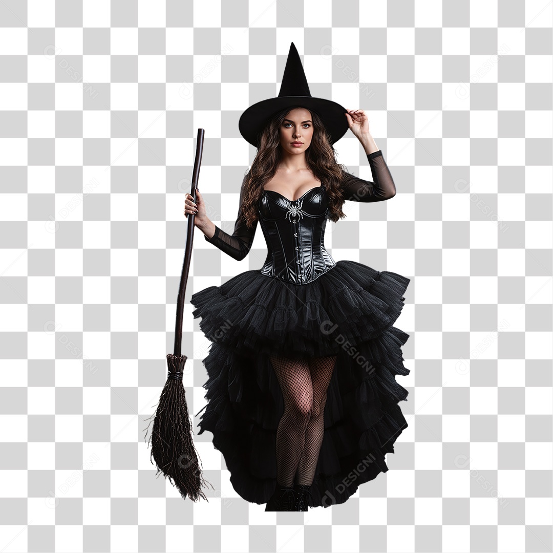 Mulher com Fantasia de Halloween PNG Transparente