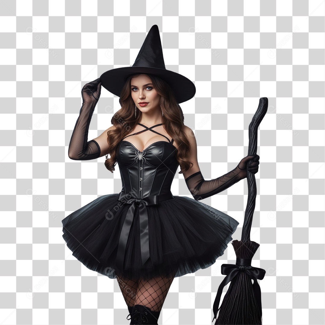 Mulher com Fantasia de Halloween PNG Transparente