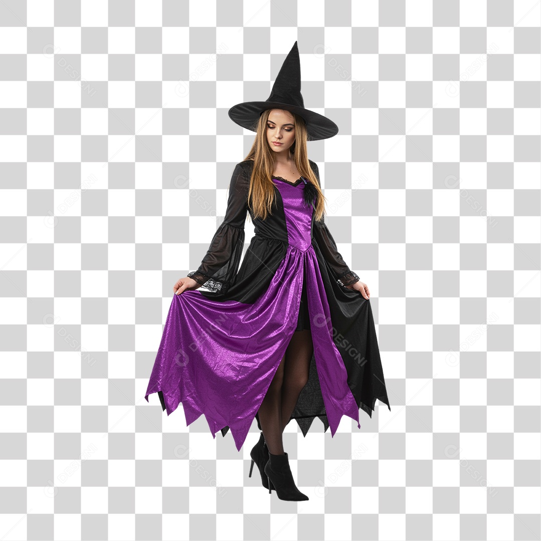 Mulher com Fantasia de Halloween PNG Transparente