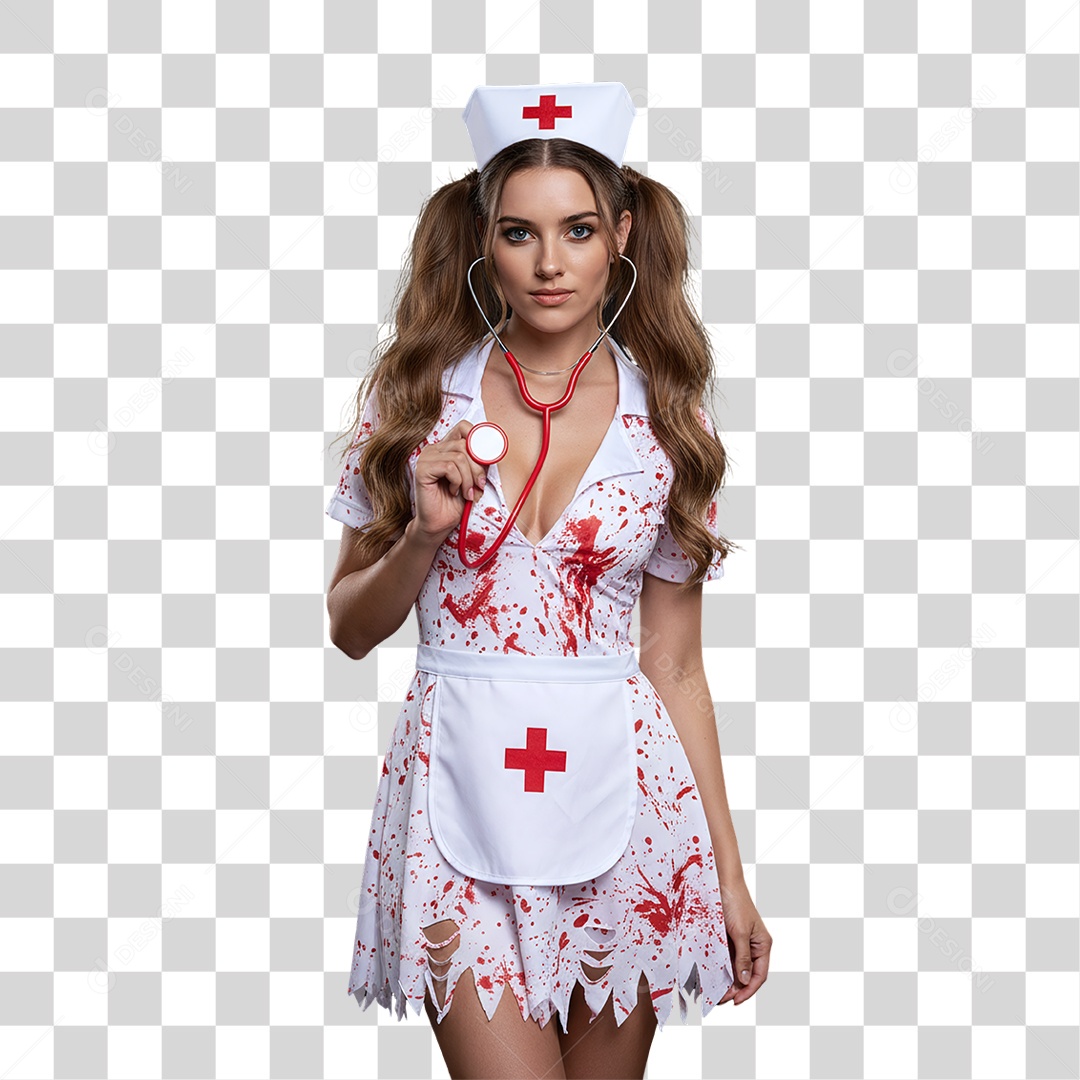 Mulher com Fantasia de Halloween PNG Transparente