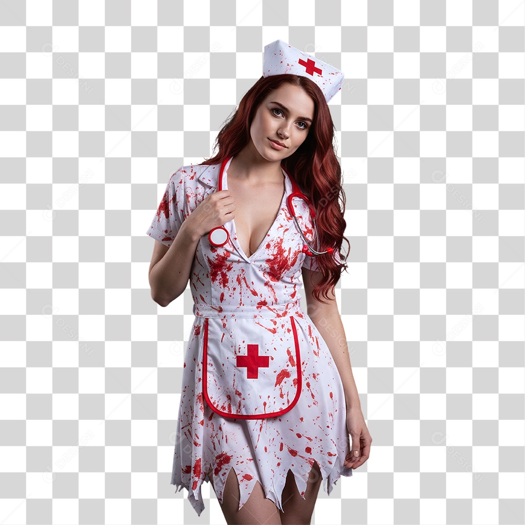 Mulher com Fantasia de Halloween PNG Transparente