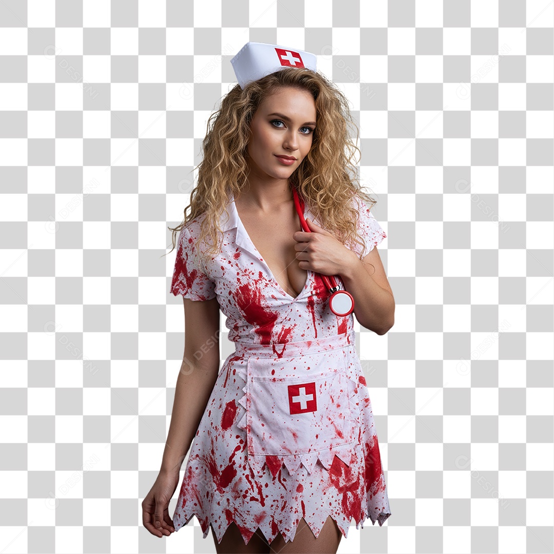 Mulher com Fantasia de Halloween PNG Transparente