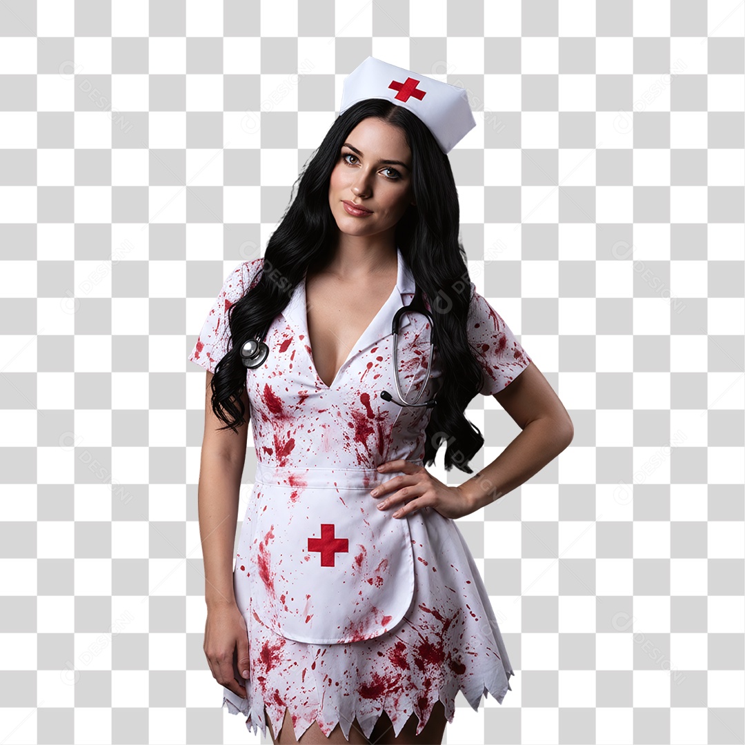Mulher com Fantasia de Halloween PNG Transparente