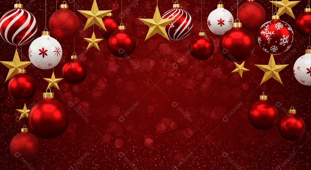 Cenário de Natal iluminado com enfeites.